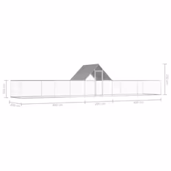 vidaXL Chicken Coop 10x2x2m Galvanised Steel Hen House Poultry Hutch Run Nest - Additional view 5