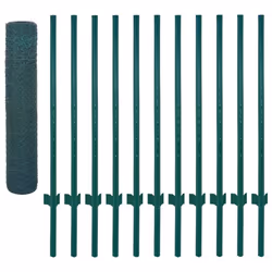vidaXL Wire Mesh Fence with Posts Steel 25x0.75m Green Outdoor Field Enclosure