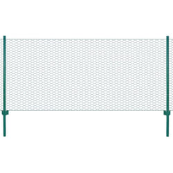 vidaXL Wire Mesh Fence with Posts Steel 25x0.75m Green Outdoor Field Enclosure