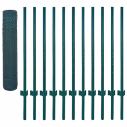 vidaXL Wire Mesh Fence with Posts Steel 25x0.75m Green Outdoor Field Enclosure