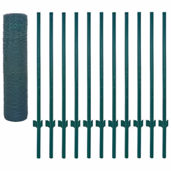vidaXL Wire Mesh Fence with Posts Steel 25m Green Garden Panel Field Enclosure - Additional view 2