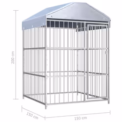 vidaXL Outdoor Dog Kennel with Roof Lockable latch System Pet Puppy Cage House