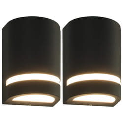 vidaXL 2x Outdoor Wall Lights 35W Black Half-round Garden Patio Lighting Lamp