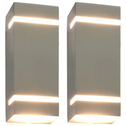 vidaXL 2x Outdoor Wall Lights 35W Silver Rectangular Garden Lighting Lamp