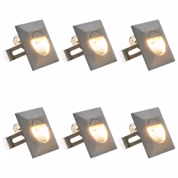 vidaXL 6x Outdoor LED Wall Lights 5W Silver Square Garden Patio Lighting Lamp