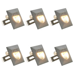 vidaXL 6x Outdoor LED Wall Lights 5W Silver Square Garden Patio Lighting Lamp