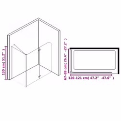 vidaXL Bi-Folding Shower Enclosure ESG 120x68x130cm Bathtub Wall Screen Cabin - Additional view 4