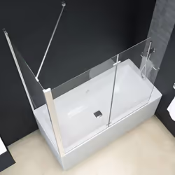 vidaXL Bi-Folding Shower Enclosure ESG 120x68x130cm Bathtub Wall Screen Cabin - Additional view 5