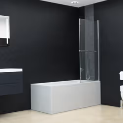 vidaXL Folding Shower Enclosure 2 Panels ESG 120x140cm Bathtub Wall Screen - Additional view 2