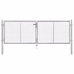 vidaXL Garden Gate Galvanised Steel 306x125cm Silver Outdoor Entrance Door