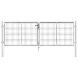 vidaXL Garden Gate Galvanised Steel 306x125cm Silver Outdoor Entrance Door