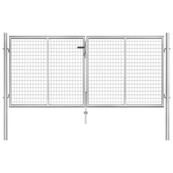 vidaXL Garden Gate Galvanised Steel 306x150cm Silver Outdoor Entrance Door
