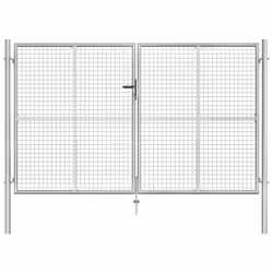 vidaXL Garden Gate Galvanised Steel 306x200cm Silver Outdoor Entrance Door