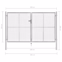 vidaXL Garden Gate Galvanised Steel 306x200cm Silver Outdoor Entrance Door - Additional view 4