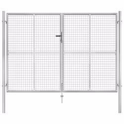 vidaXL Garden Gate Galvanised Steel 306x225cm Silver Outdoor Entrance Door