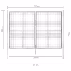 vidaXL Garden Gate Galvanised Steel 306x225cm Silver Outdoor Entrance Door - Additional view 4