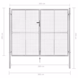 Garden Gate Galvanised Steel 306x250 cm Silver - Additional view 4