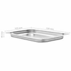 vidaXL 4x Gastronorm Containers GN 1/1 Stainless Stackable Tray Multi Sizes - 530 x 325 x 40 mm