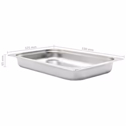 vidaXL 4x Gastronorm Containers GN 1/1 Stainless Stackable Tray Multi Sizes - 530 x 325 x 65 mm
