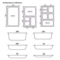 vidaXL 4x Gastronorm Containers GN 1/1 Stainless Stackable Tray Multi Sizes - 530 x 325 x 65 mm - Additional view 8