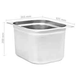 vidaXL 2x Gastronorm Containers GN 1/2 200mm Stainless Steel Stackable Tray
