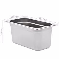 vidaXL 4x Gastronorm Containers GN 1/3 150mm Stainless Steel Stackable Tray - Additional view 7