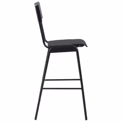 vidaXL 2x Bar Chairs Black Solid Plywood Steel Stackable Kitchen Dining Seat - Additional view 3