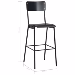 vidaXL 2x Bar Chairs Black Solid Plywood Steel Stackable Kitchen Dining Seat - Additional view 7
