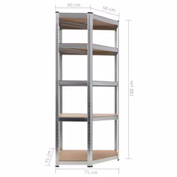 vidaXL Storage Shelf Silver 75x75x180cm Steel and MDF Display Organiser Rack - Additional view 7