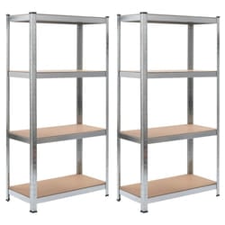 vidaXL 2x Storage Shelves Silver 80x40x160cm Steel and MDF Display Organiser