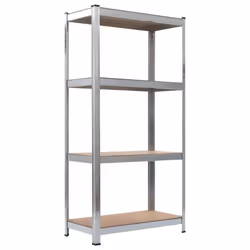 vidaXL 2x Storage Shelves Silver 80x40x160cm Steel and MDF Display Organiser