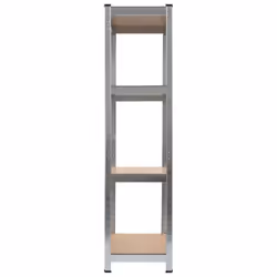 vidaXL 2x Storage Shelves Silver 80x40x160cm Steel and MDF Display Organiser