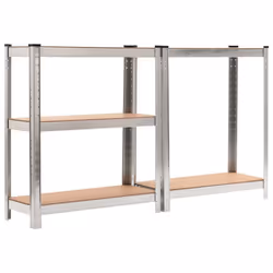 vidaXL Storage Shelf Silver 75x30x172cm Steel and MDF Organiser Rack Unit