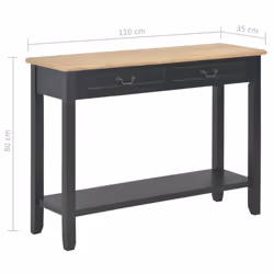 vidaXL Console Table Black 110x35x80cm Wood Side Cabinet Stand Hall End Drawer - Additional view 7
