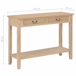vidaXL Console Table 110x35x80cm Wood Side Cabinet Stand Hall End 2 Drawers - Additional view 7