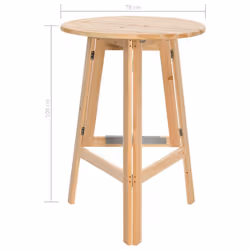vidaXL Foldable Bar Table 78cm Fir Wood Side End Coffee Dining Breakfast Stand - Additional view 7