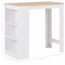 vidaXL Bar Table with Shelf White Coffee Dining Tall Breakfast Side End Stand - Additional view 5