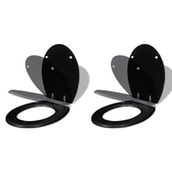 vidaXL 2x Toilet Seats with Soft Close Lids MDF Black Bathroom WC Accessory
