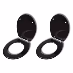 vidaXL 2x Toilet Seats with Lids MDF Black Bathroom WC Accessory