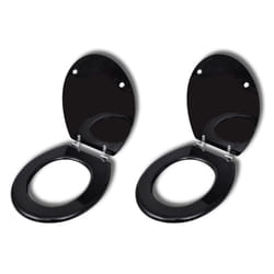 vidaXL 2x Toilet Seats with Lids MDF Black Bathroom WC Accessory