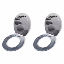 vidaXL 2x Toilet Seats with Lids MDF Stones Bathroom WC Accessory