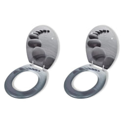 vidaXL 2x Toilet Seats with Lids MDF Stones Bathroom WC Accessory