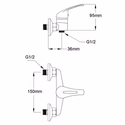 vidaXL 2x Mixer Showers Bathroom Accessory Faucet Tap Head Plumbing Fixture - Additional view 6