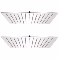 vidaXL 2x Rain Shower Head Stainless Steel 25x25cm Water Saving Bath Accessory