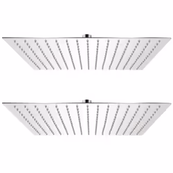 vidaXL 2x Rain Shower Head Stainless Steel 40x40cm Water Saving Bath Accessory