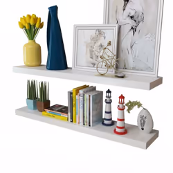 vidaXL 4x Wall Shelves White 100cm Display Hanging Storage Bookcase Furniture - Additional view 2