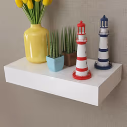 vidaXL 2x Floating Wall Shelves with Drawers White 48cm Hanging Display Unit
