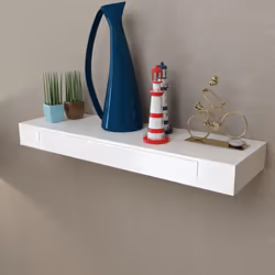vidaXL 2x Floating Wall Shelves with Drawers White 80cm Hanging Display Unit - Additional view 2
