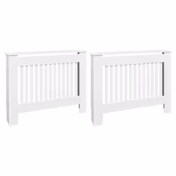 vidaXL 2x Radiator Covers White MDF 112cm Heating Shelf Cabinet Accessory