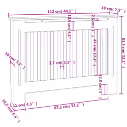 vidaXL 2x Radiator Covers White MDF 112cm Heating Shelf Cabinet Accessory